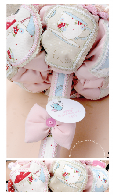 Lumanare de botez shabby chic pentru fetite, 65x4cm, Ceai cu jucarii 4